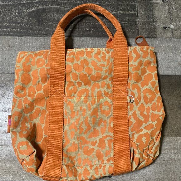 Kipling Bags Kipling Tote Tiger Printed Orange With Kakhi Small